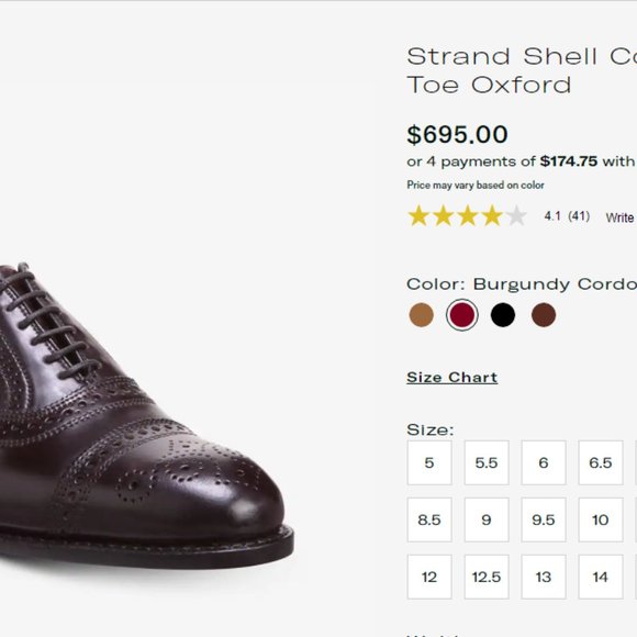 Allen Edmunds Oxblood Burgandy Cap Toe Size 8.5C